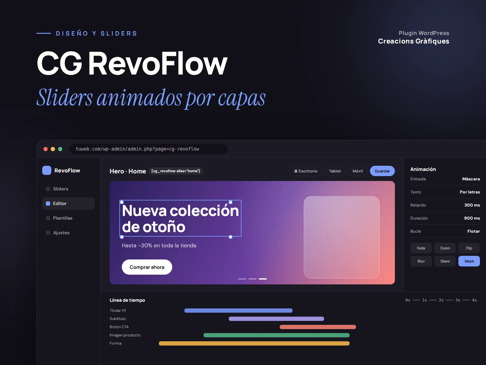 CG RevoFlow — Sliders animados por capas, plugin de WordPress