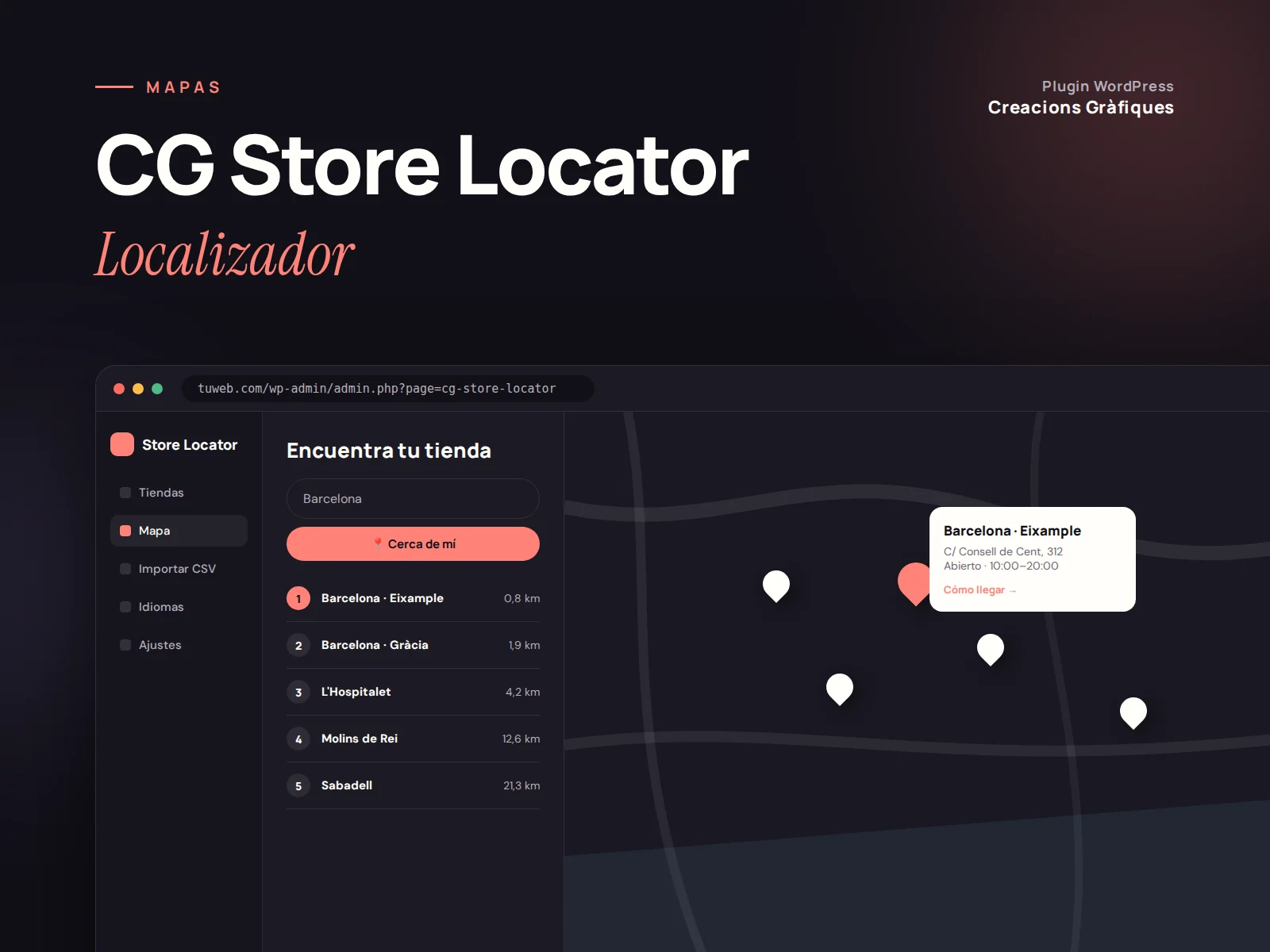 CG Store Locator — Localizador, plugin de WordPress