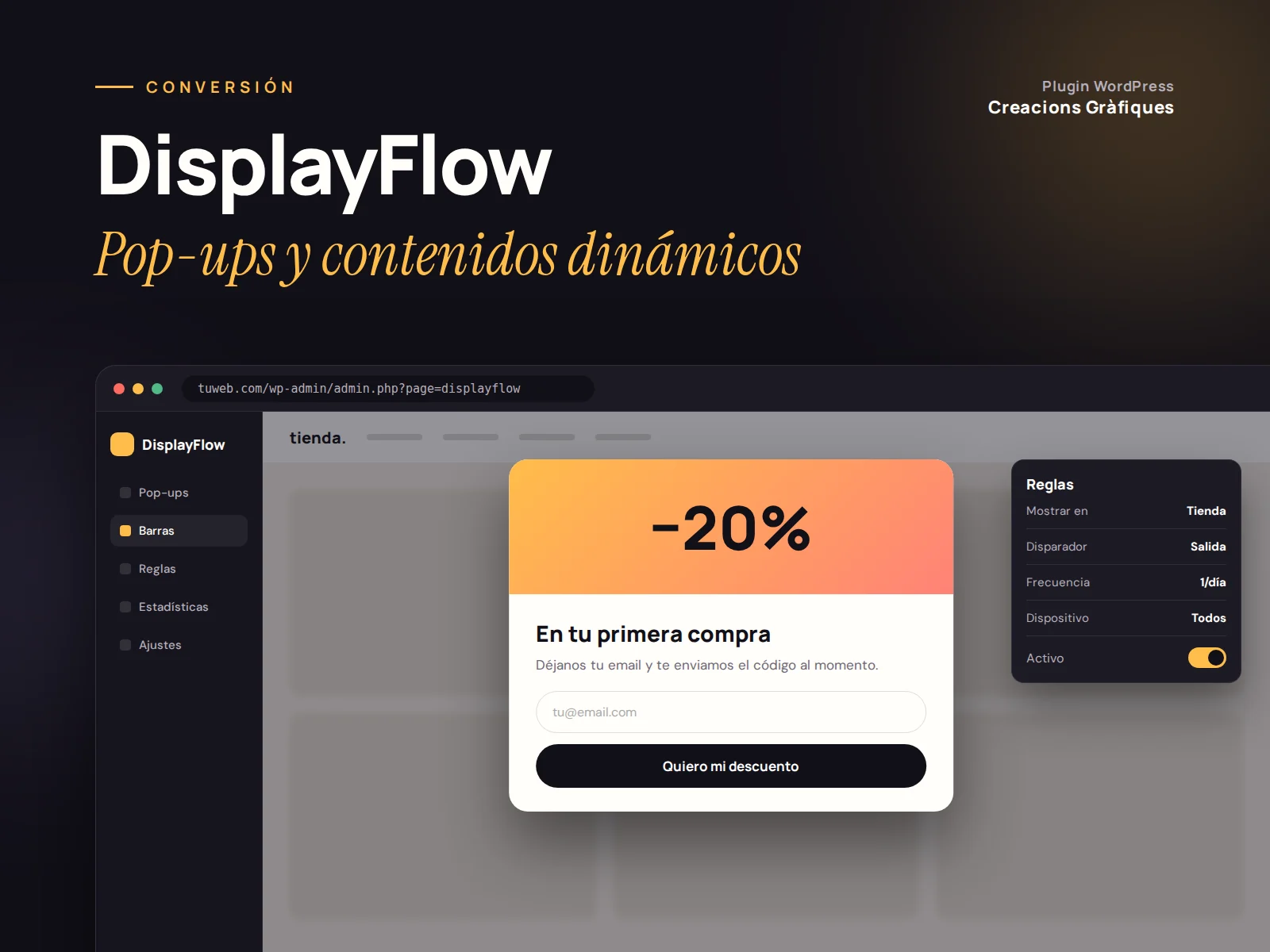 DisplayFlow — Pop-ups y contenidos dinámicos, plugin de WordPress