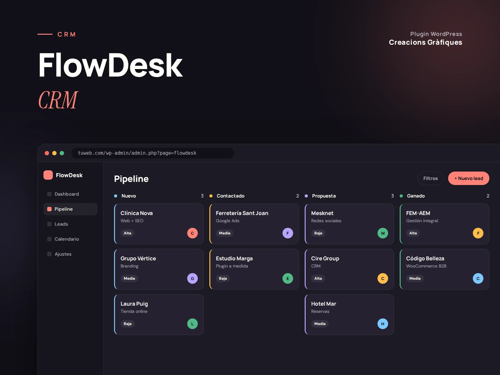 FlowDesk — CRM, plugin de WordPress