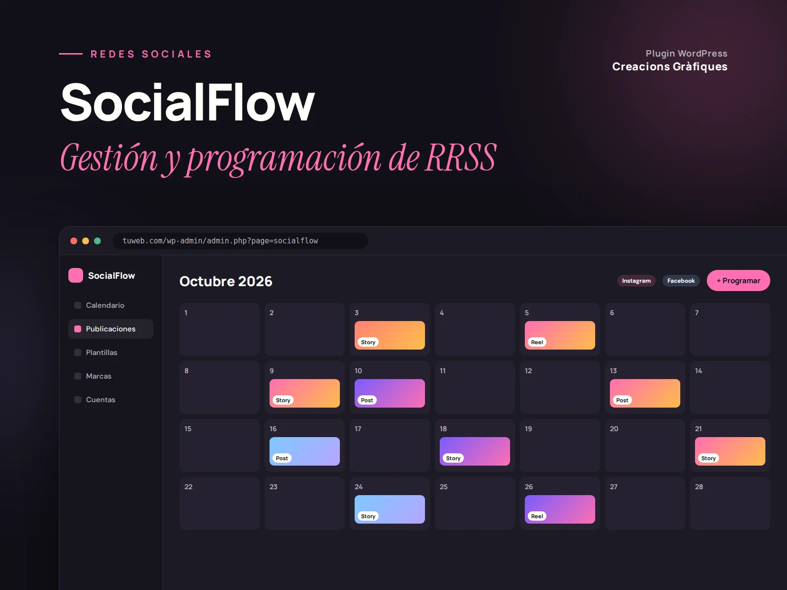 SocialFlow — Gestión y programación de RRSS, plugin de WordPress